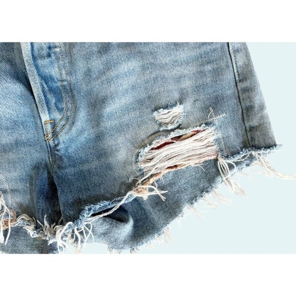 LEVI'S 501 Cut Off Button Fly Patchwork Distressed Shorts Size 28 - Picture 4 of 8